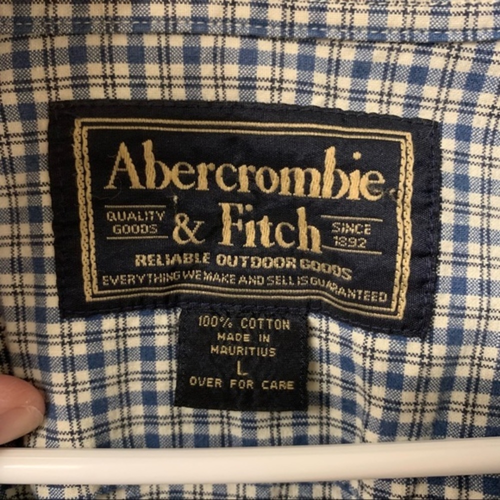 Abercrombie & Fitch 100% Cotton Blue/White Plaid Button Down Shirt Size‎ Large - Picture 5 of 5